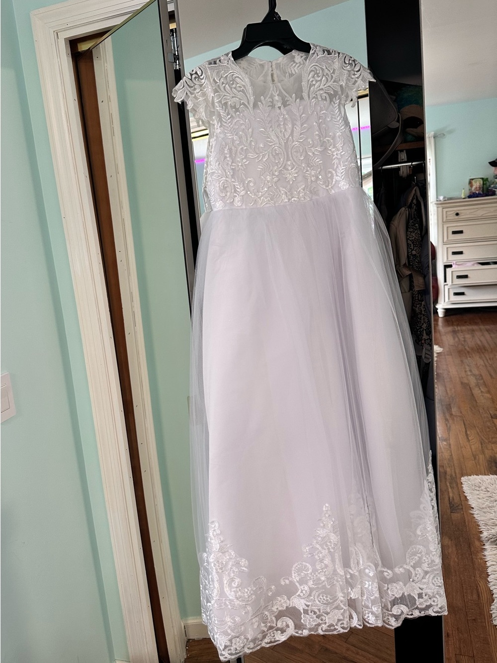 JJs House White Lace Tulle Girls' Formal Dress